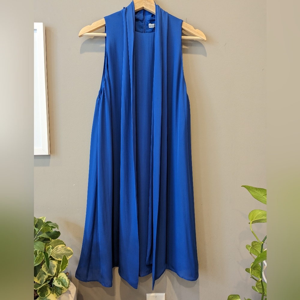 NWT Blue Alice + Olivia Silk Shift Dress with Tie Detail Sz S